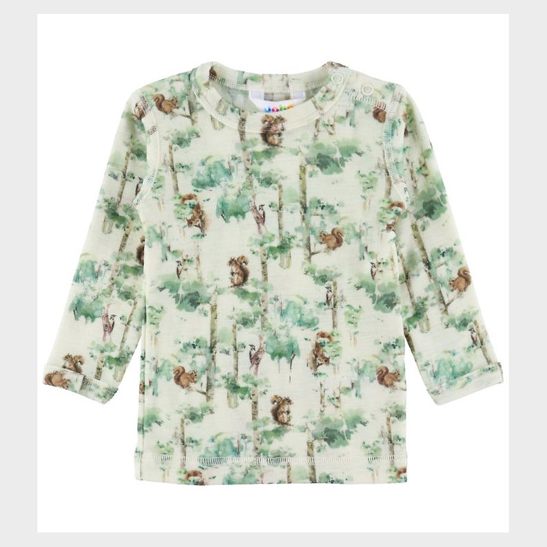 Joha Bluse - Uld - Off White m. Trer