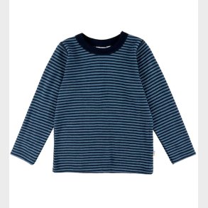 Joha Bluse - Uld - Bl m. Striber