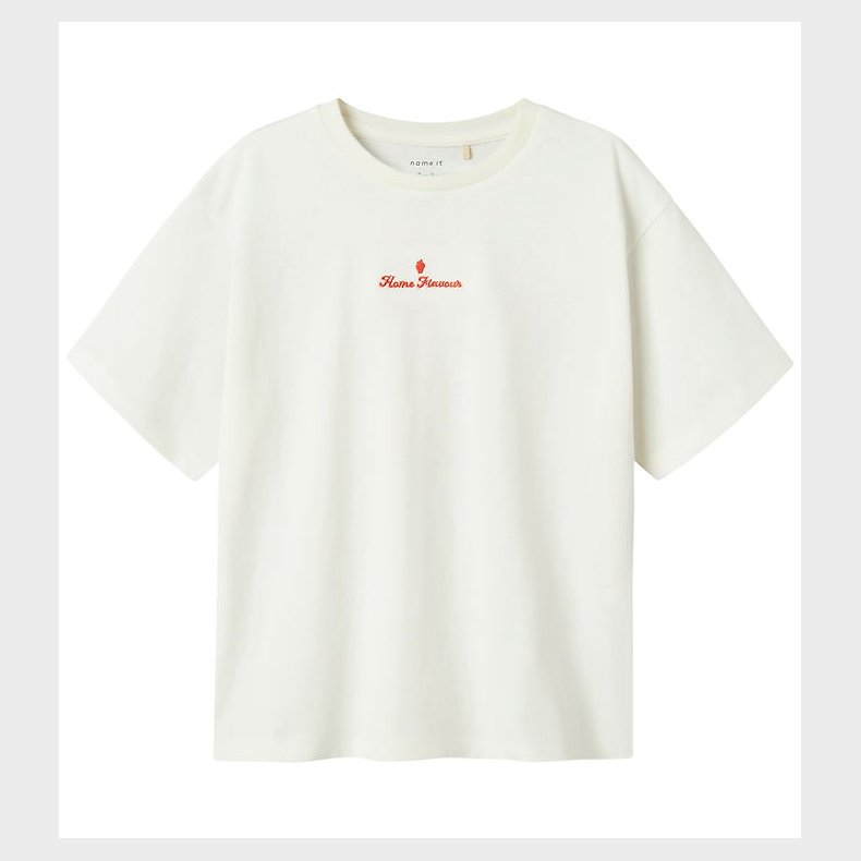 Name It T-shirt - NkfNeata - Cloud Dancer/Red alert