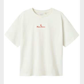 Name It T-shirt - NkfNeata - Cloud Dancer/Red alert