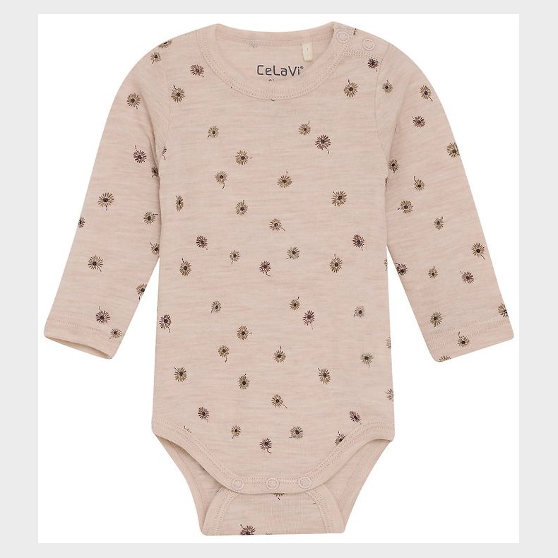 CeLaVi Body l/ - Uld - Rose Dust m. Blomster
