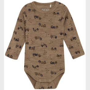 CeLaVi Body l/ - Uld - Cacoa Creme m. Traktorer