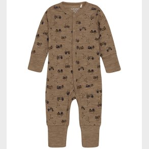 CaLaVi Heldragt - Uld - Cocoa Creme m. Traktorer