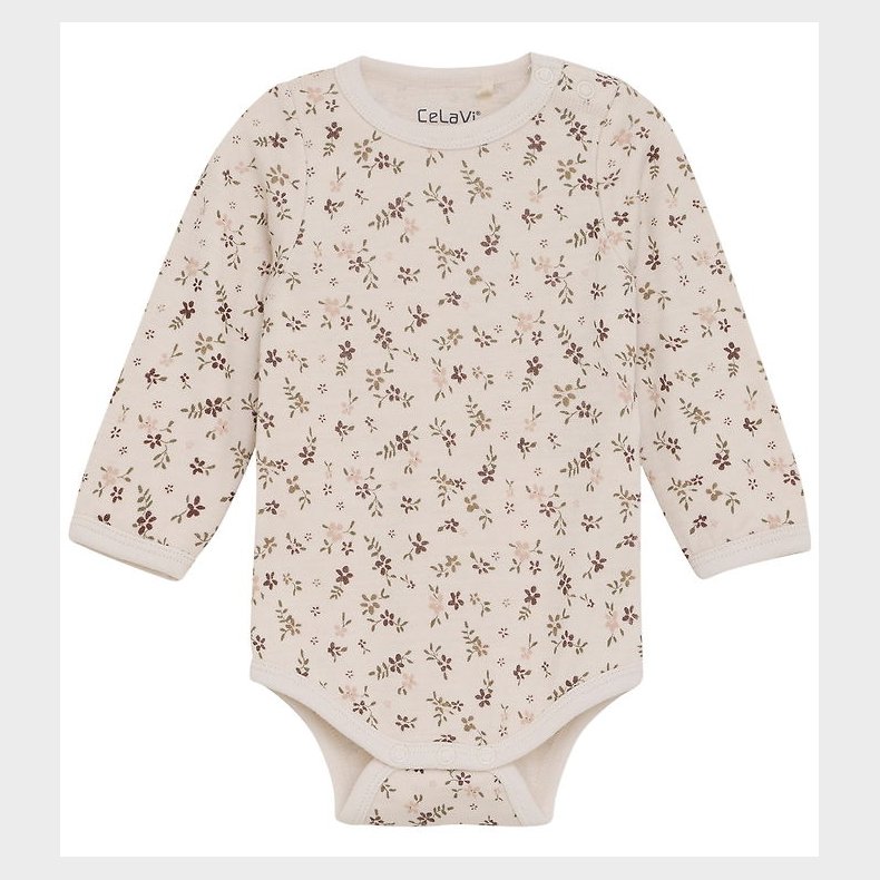 CeLaVi Body l/ - Uld - Marron m. Blomster