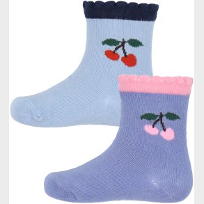 Konges Sljd Strmper - 2-pak - Jaquard Frill - Blue Fog/Purple