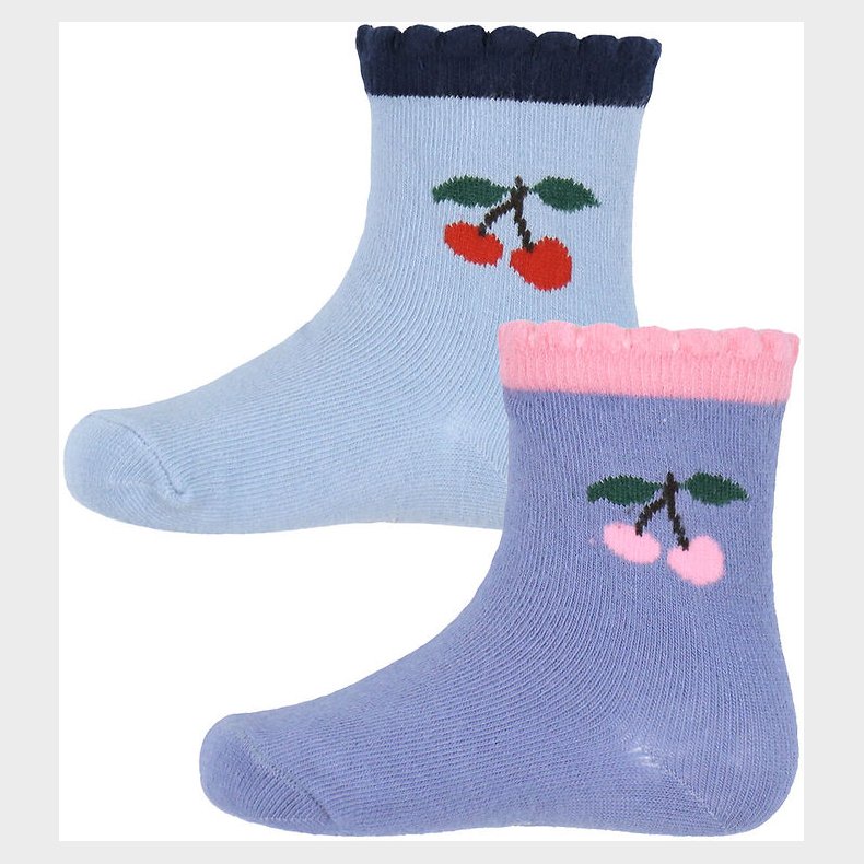 Konges Sljd Strmper - 2-pak - Jaquard Frill - Blue Fog/Purple