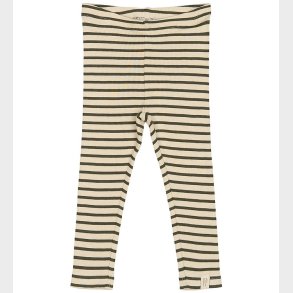 Petit Piao Leggings - Rib - Modal - Green Leaf/Off White