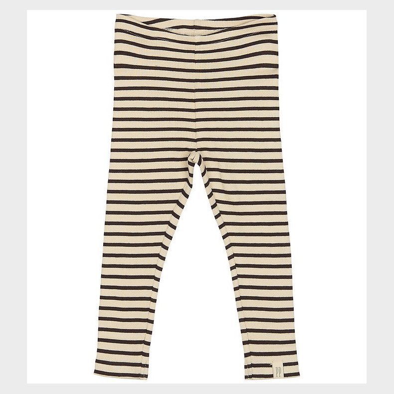 Petit Piao Leggings - Rib - Modal - Coffee Bean/Off White