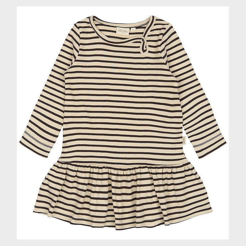 Petit Piao Kjole - Rib - Modal - Coffee Bean/Off White