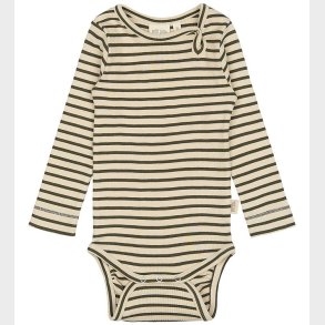 Petit Piao Body l/ - Rib - Modal - Green Leaf/Off White