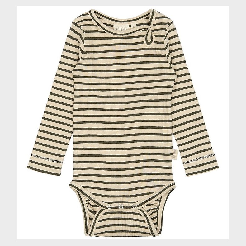 Petit Piao Body l/ - Rib - Modal - Green Leaf/Off White