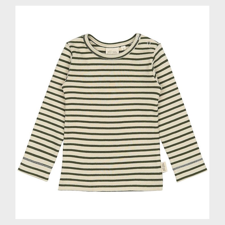 Petit Piao Bluse - Rib - Modal - Green Leaf/Off White