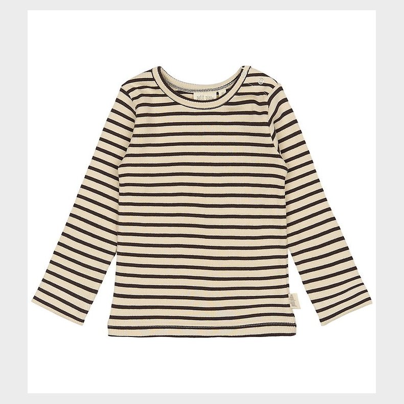 Petit Piao Bluse - Rib - Modal - Coffee Bean/Off White