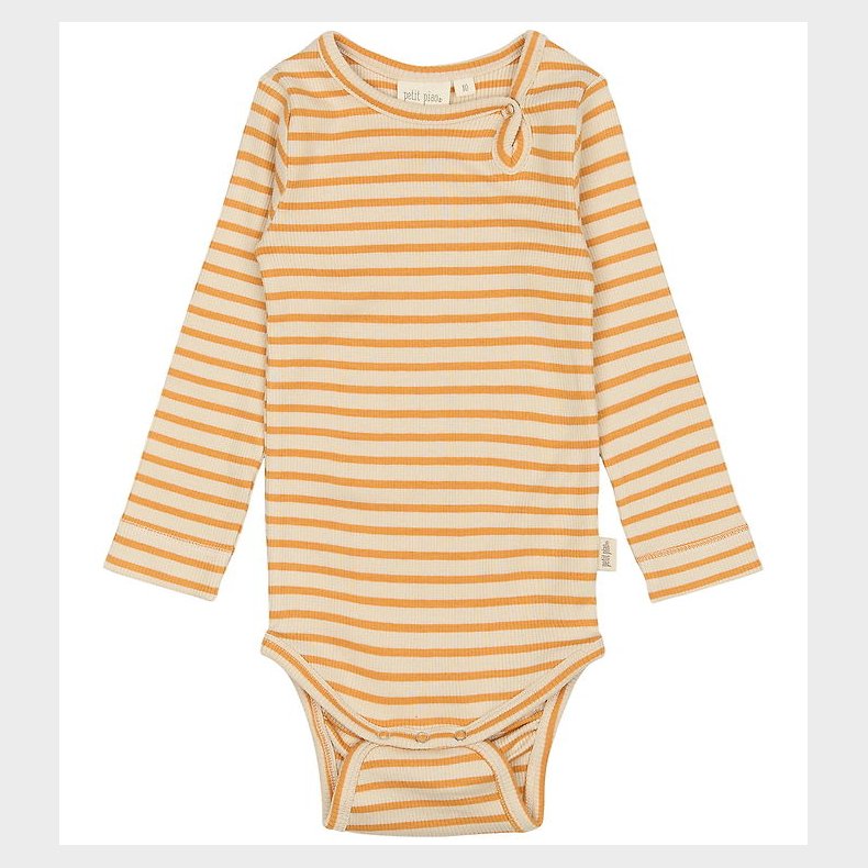 Petit Piao Body l/ - Rib - Modal - Sunflower/Off White