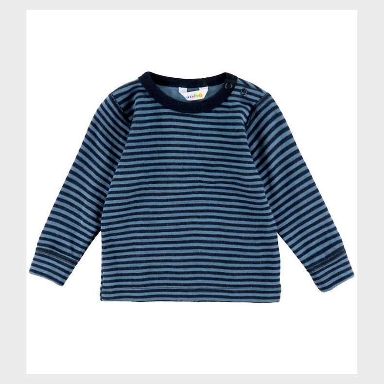 Joha Bluse - Uld - Bl m. Striber