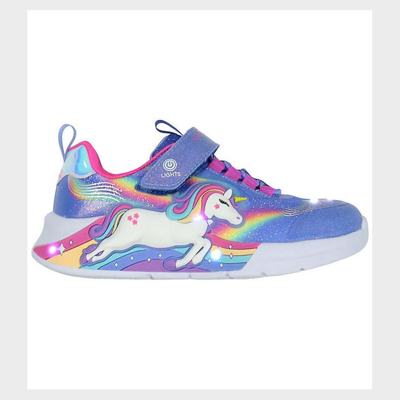 Skechers Sko m. Lys - Unicorn Chaser - Blue/Multi