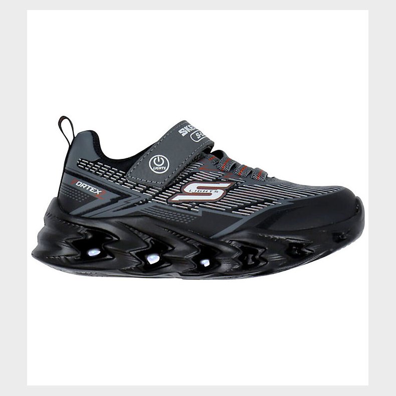 Skechers Sko m. Lys - Vortex 2.0 - Black/Charcoal