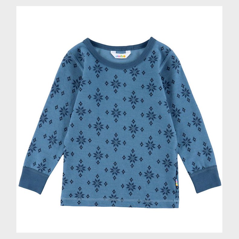 Joha Bluse - Uld/Bomuld - Bl m. Snefnug