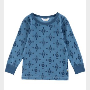 Joha Bluse - Uld/Bomuld - Bl m. Snefnug