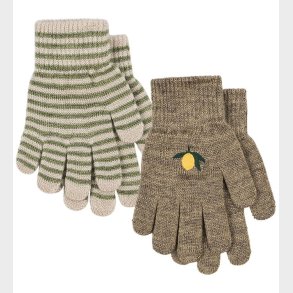 Konges Sl�jd Handsker - Uld/Akryl - Filla - 2-pak - Lemon/Stripe