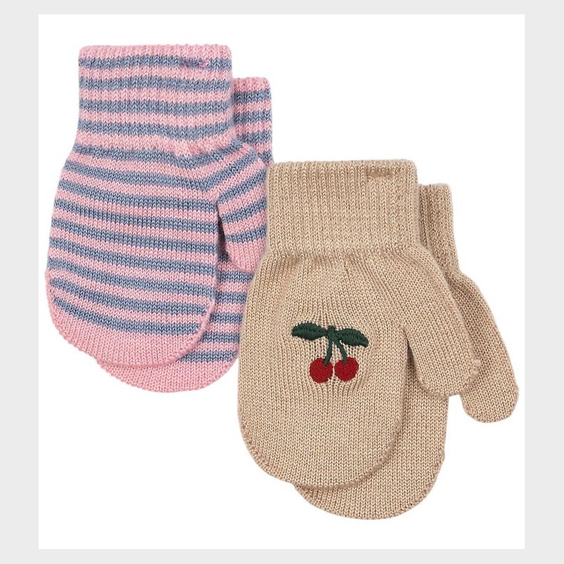 Konges Sljd Luffer - Uld/Akryl - Filla - 2-pak - Cherry/Stripe