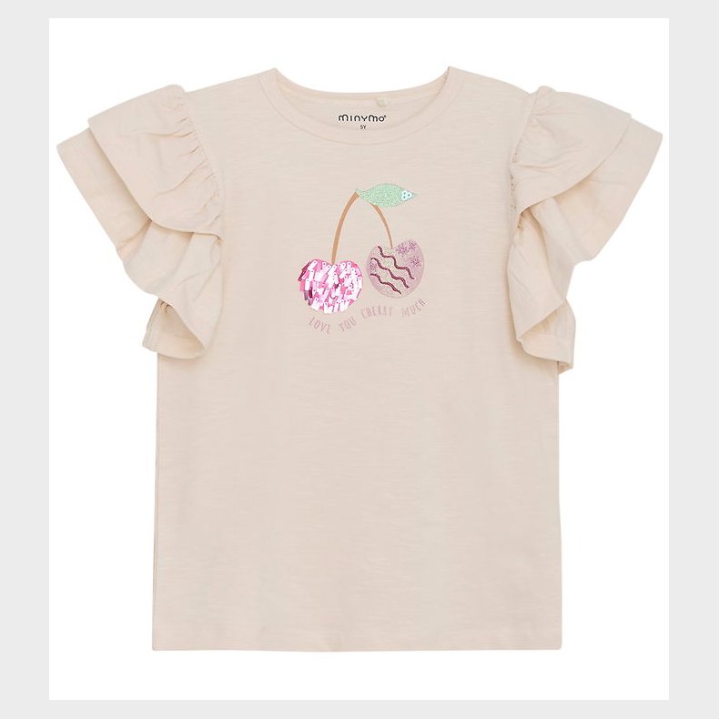 Minymo T-shirt - Sandshell m. Kirseb�r