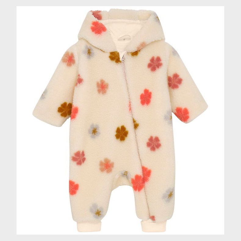 Minymo Fleecedragt - Sandshell m. Blomster