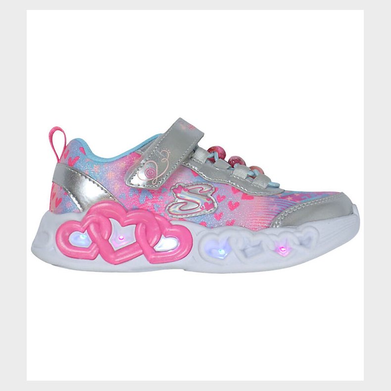 Skechers Sko m. Lys - Heart Jewels - Silver/Multi