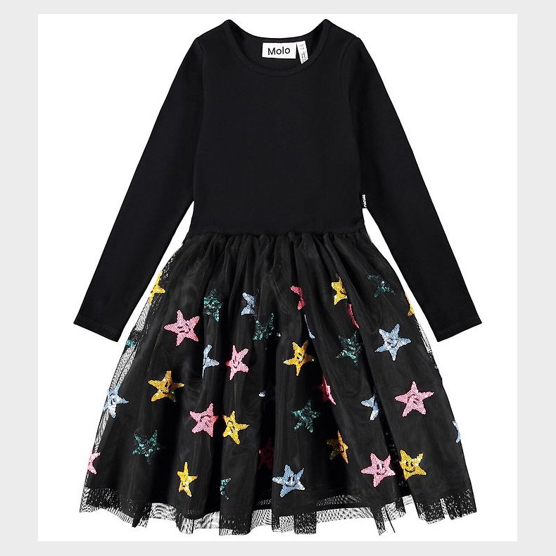 Molo Kjole - Rib - Cyrus - Sort med Palietter