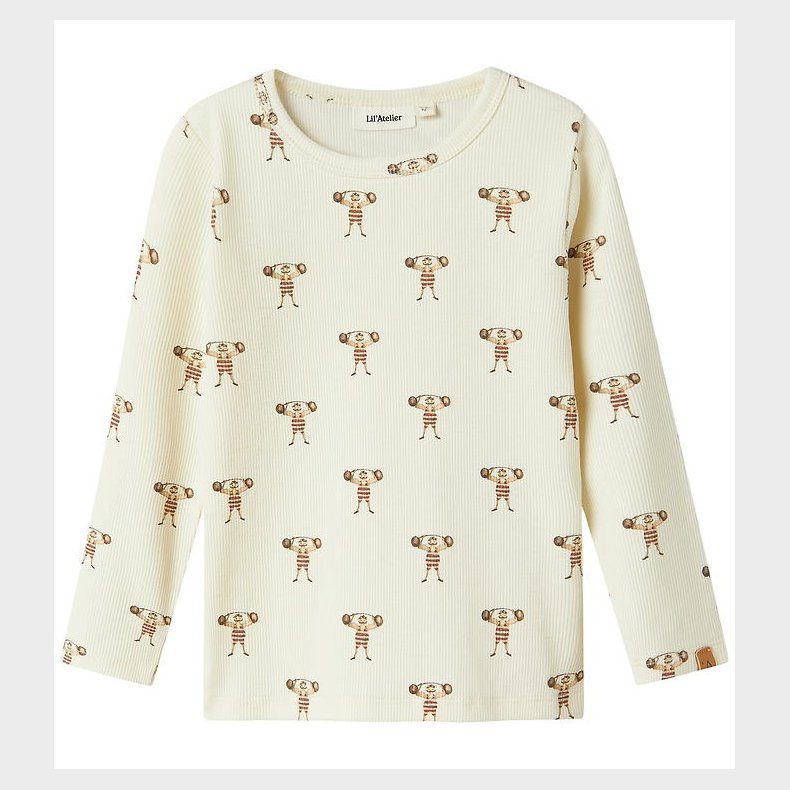 Lil Atelier Bluse - Rib - NmmLavo - AOP - Turtledove