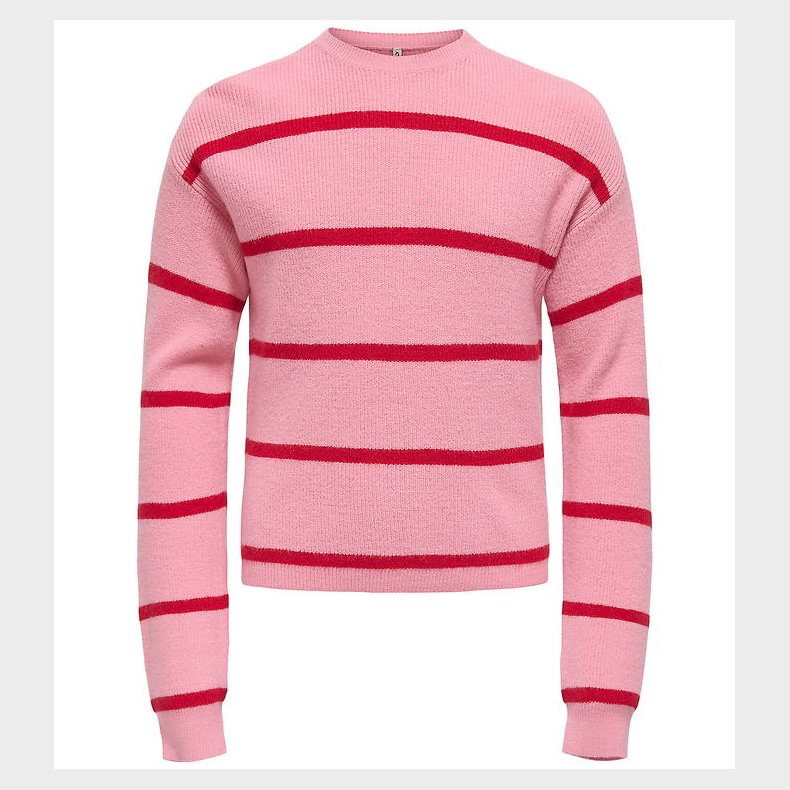 Kids Only Bluse - Strik - Noos - KogFranca - Sea Pink/Small Stri