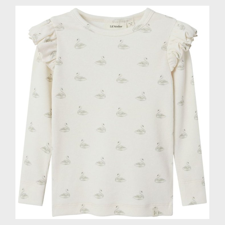 Lil' Atelier Bluse - Noos - Rib - Pastel Parchment/SWAN