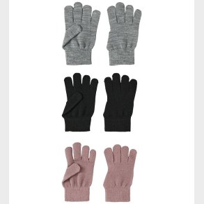 Name It Handsker - NkfMagic - Strik - 6-pak - Black/GREY WOODROS