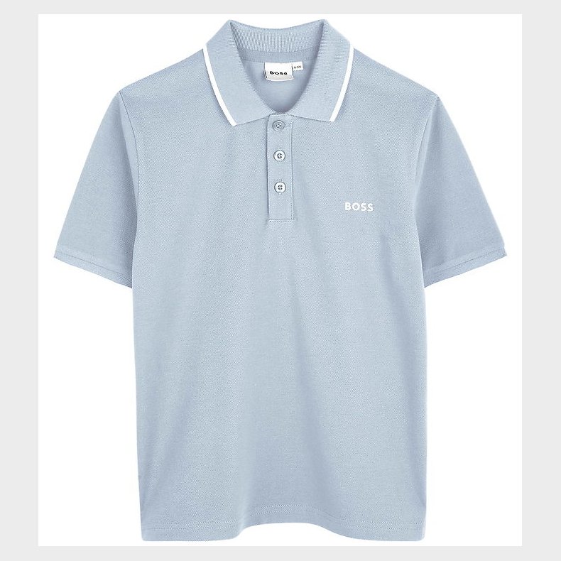 BOSS Polo - Lysebl� m. Hvid