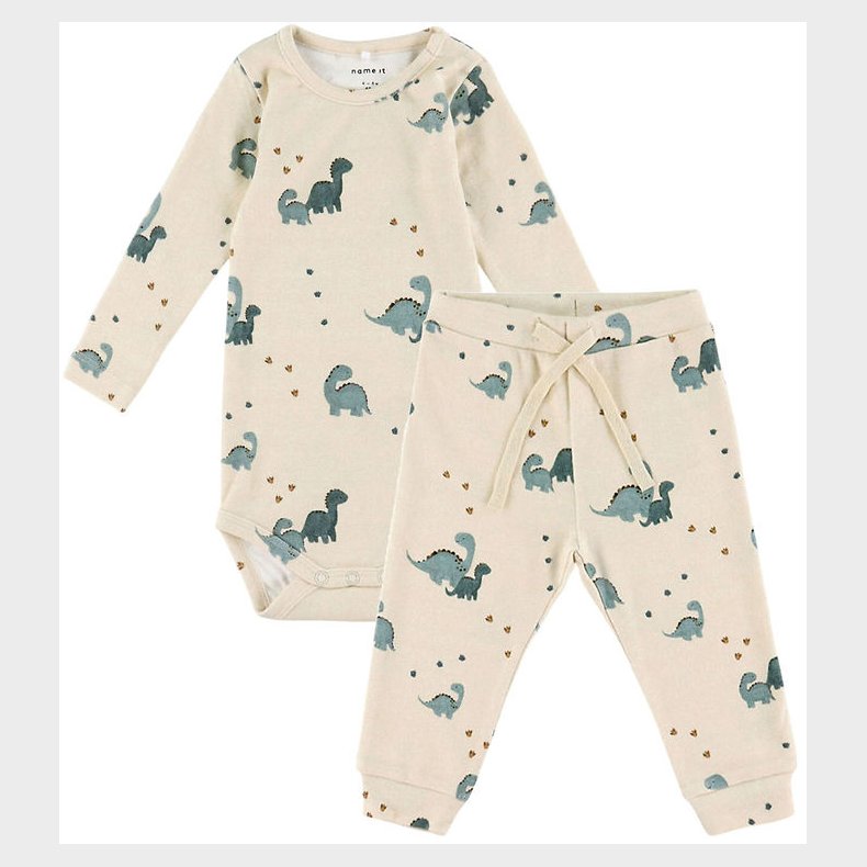 Name It St - Bukser/Body l/ - NbmNohr - Peyote Melange m. Dino