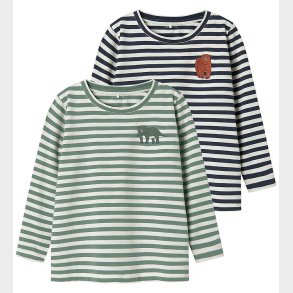 Name It Bluse - NmmNitu - 2-pak - Mood Indigo/W. GREEN BAY