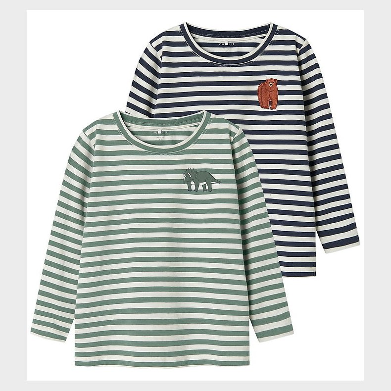 Name It Bluser - NmmNitu - 2-pak - Mood Indigo/W. GREEN BAY