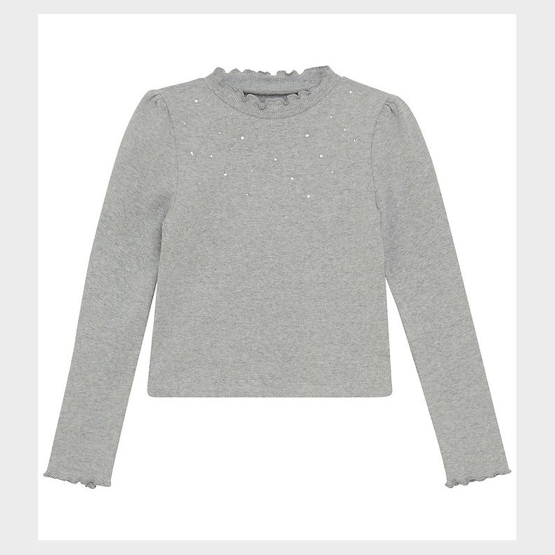 Creamie Bluse - Rib - Light Grey Melange