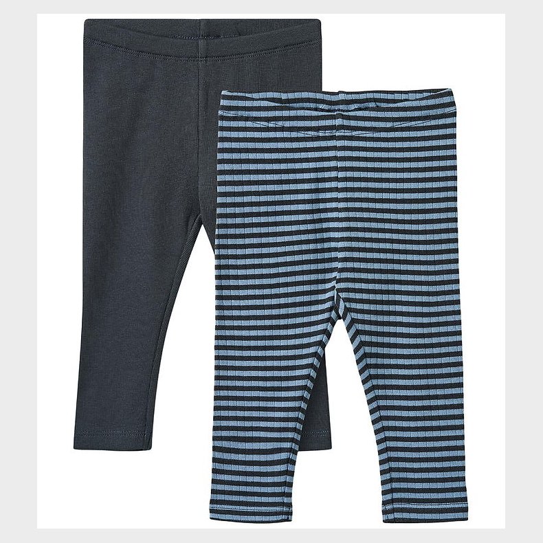 Wheat Leggings - Rib - 2-pak - Jules - Bright Blue Stripe