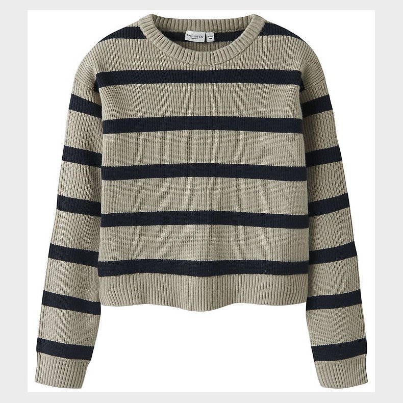 Name It Bluse - Strik - NkfvNilla - Island Fossil/W. NAVY BLAZER