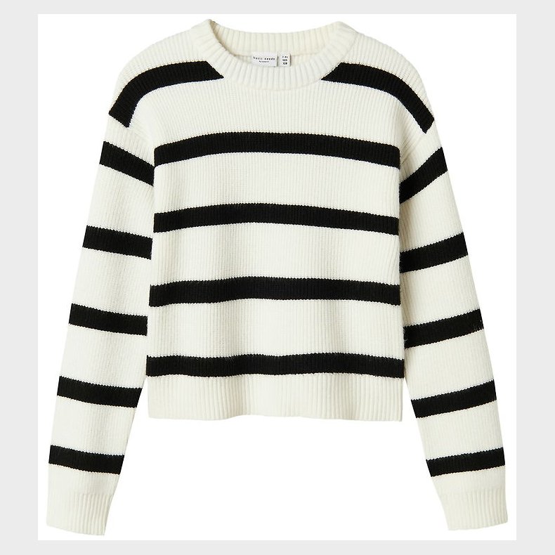 Name It Bluse - Strik - NkfVnilla - Cloud Dancer/W. BLACK STRIPE