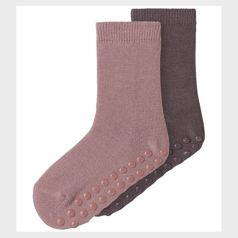 Name It Strmper - 2-pak - Uld/Bomuld - NmfWak - Skridsikker - A