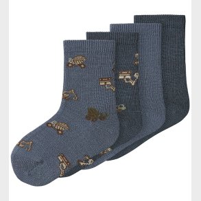 Name It strmper - 4-pak - Uld/Bomuld - NmmWak - Folkstone Gray/