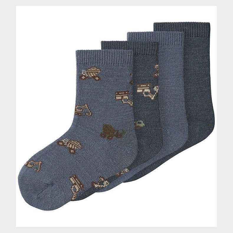 Name It strmper - 4-pak - Uld/Bomuld - NmmWak - Folkstone Gray/