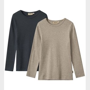 Wheat Bluse - Rib - 2-pak - Stig - Navy/Beige