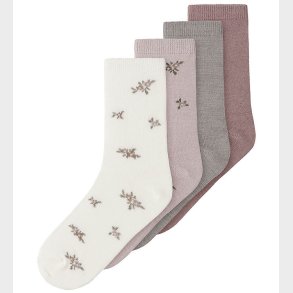 Name It Strmper - 4-pak - Uld/Bomuld - NkfWak - Shadow Gray