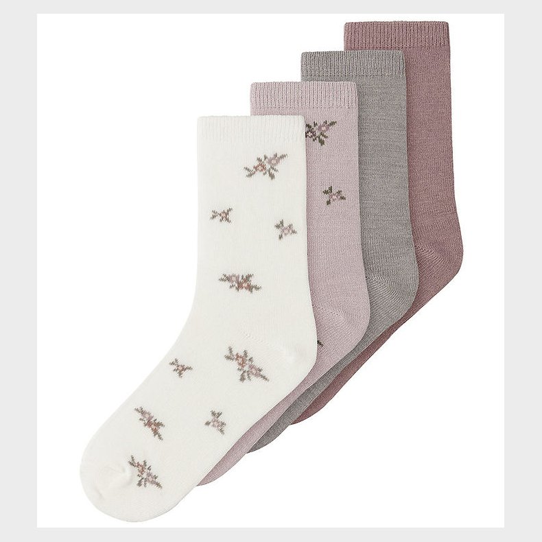 Name It Strmper - 4-pak - Uld/Bomuld - NkfWak - Shadow Gray