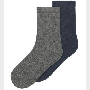 Name It Strmper - 2-pak - Uld/Bomuld - NkmWak - Dark Grey Melan