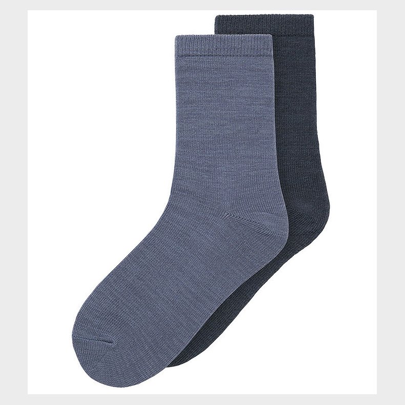 Name It Strmper - 2-pak - Uld/Bomuld - NkmWak - Folkstone Gray