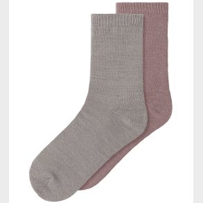 Name It Strmper - 2-pak - Uld/Bomuld - NkfWak - Antler/Sattelit